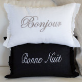 Crown Linen Designs Bonjour Bonne Nuit Linen Decor Pillow, MPN: DP505, UPC: 814639007268, Size: 13 Inch x 19 Inch
