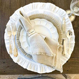Crown Linen Designs Provence Napkin with Fringe off White, MPN: NLG891, UPC: 814639003970, Size: 22 Inch x 22 Inch