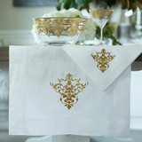 Crown Linen Designs Victorian Table Runner 108 Inch Wide Gold, MPN: R184, UPC: 814639001815, Size: 108 Inch