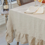 Crown Linen Designs Rectangular Linen Tablecloth with Ruffle Flax, MPN: QQ230, UPC: 814639009767, Size: 70 Inch x 108 Inch