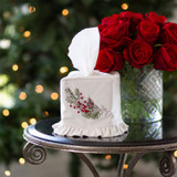 Crown Linen Designs Natale Sprig Velvet Tissue Box Cover Cream, MPN: TB870, UPC: 814639001273, Size: