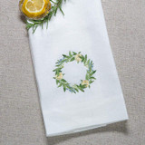 Crown Linen Designs Lemon Wreath Linen Towel White, MPN: T1016, UPC: 814639002706, Size: 17 Inch x 29 Inch