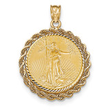 Handmade Rope Diamond-cut Prong 1/4AE Bezel with coin 14k Gold BA66/4AEC Handmade Rope Diamond-cut Prong 1/4AE Bezel with coin 14k Gold BA66/4AEC