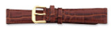14mm Havana Crocodile Dark Stitch Gld-tone Buckle Watch Band BA92-14 14mm Havana Crocodile Dark Stitch Gld-tone Buckle Watch Band BA92-14