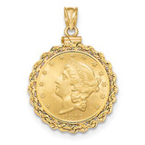 Hand Made Rope Polished Screw Top $5 Coin Bezel 14k Gold BUS1/5
