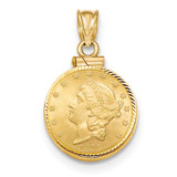 Screw Top $2.5 Coin Bezel 14k Gold Diamond-cut BUS11/2.5