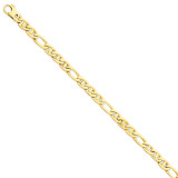6.5mm Solid Hand-Polished 3 & 1 Flat Anchor Chain 24 Inch 14k Gold FL438-24