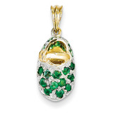 Prong-Set May Emerald Baby Shoe Charm 14K Gold & Rhodium K550 Prong-Set May Emerald Baby Shoe Charm 14K Gold & Rhodium K550