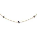 Black Cultured Pearl Necklace 18 Inch 14k Gold PR54-18