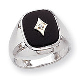 Polished Mens Diamond And Onyx Ring Mounting 14k White Gold X9478W Polished Mens Diamond And Onyx Ring Mounting 14k White Gold X9478W