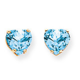 7mm Heart Blue Topaz Earrings 14k Gold XE99BT 7mm Heart Blue Topaz Earrings 14k Gold XE99BT