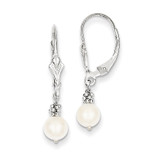 (5-6mm) Cultured Pearl Leverback Earrings 14k White Gold XF215 (5-6mm) Cultured Pearl Leverback Earrings 14k White Gold XF215