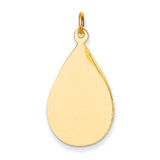 Plain .009 Gauge Engravable Raindrop Disc Charm 14k Gold XM189/09 Plain .009 Gauge Engravable Raindrop Disc Charm 14k Gold XM189/09