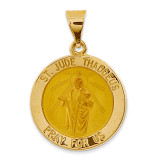 Saint Jude Thaddeus Medal Pendant 14k Gold Polished and Satin XR1346