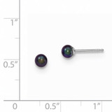 3-4mm Black Round Cultured Pearl Stud Earrings 14k White Gold XW30PB