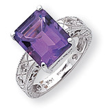 12x10mm Emerald Cut Amethyst Diamond ring 14k White Gold Y2270AM/AA 12x10mm Emerald Cut Amethyst Diamond ring 14k White Gold Y2270AM/AA