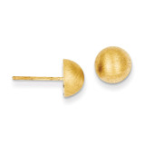 Hollow Satin 8.00mm Half Ball Post Earrings 14k Gold Z1203 Hollow Satin 8.00mm Half Ball Post Earrings 14k Gold Z1203