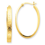 Satin & Diamond-Cut Oval Hoop Earrings 14k Gold Z357
