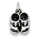 Baby Shoes Charm Antiqued Sterling Silver MPN: QC6049