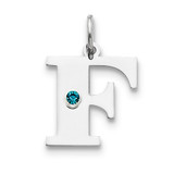 Initial F Personalized with Birthstone Charm Sterling Silver MPN: QC7175F