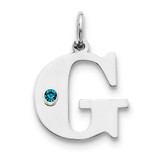 Initial G Personalized with Birthstone Charm Sterling Silver MPN: QC7175G
