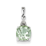 Green Quartz & Diamond Pendant Sterling Silver Rhodium MPN: QDX490 Green Quartz & Diamond Pendant Sterling Silver Rhodium MPN: QDX490