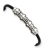 7 Inch Beaded Black Rubber Bracelet Sterling Silver MPN: QG1813-7 7 Inch Beaded Black Rubber Bracelet Sterling Silver MPN: QG1813-7