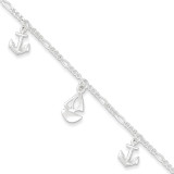 9 Inch Boat and Anchor & Extension Anklet Sterling Silver Polished MPN: QG3159-9