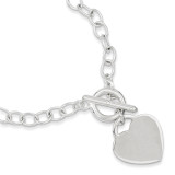 7.5 Inch Oval Link Heart Bracelet Sterling Silver MPN: QG3280-7.5
