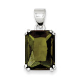 Rectangle Green Diamond Pendant Sterling Silver MPN: QP1021