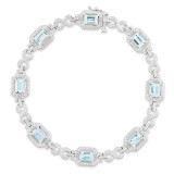 Light Swiss Blue Topaz Bracelet Diamond Sterling Silver MPN: QX818BT
