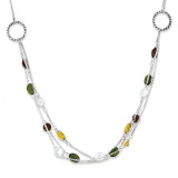 Brown Green Yellow Diamond Necklace Antiqued Sterling Silver MPN: QX912
