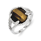 Tiger's Eye and Diamond Ring Sterling Silver MPN: QR5609