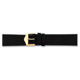 16mm Black Suede Leather Buckle Watch Band 7.5 Inch Gold-tone BA120-16