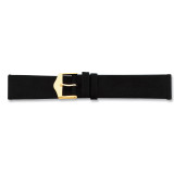 16mm Black Suede Leather Watch Band 7.5 Inch Silver-tone Buckle BAW120-16