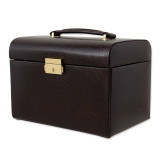 Brown Bonded Leather Jewelry Case with Travel Tray GL7102