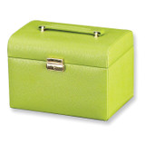 Lime Bonded Leather Jewelry Case with Travel Tray GL7103
