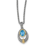 Light Swiss Blue Topaz Neck Sterling Silver with Gold-tone Flash Gold-plated QTC1334 by Shey Couture MPN: QTC1334