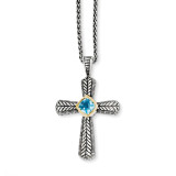 Swiss Blue Topaz 18 Inch Necklace Sterling Silver & 14k Gold QTC244 by Shey Couture MPN: QTC244