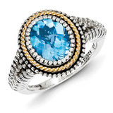 Blue Topaz Ring Sterling Silver & 14k Gold QTC747 by Shey Couture MPN: QTC747