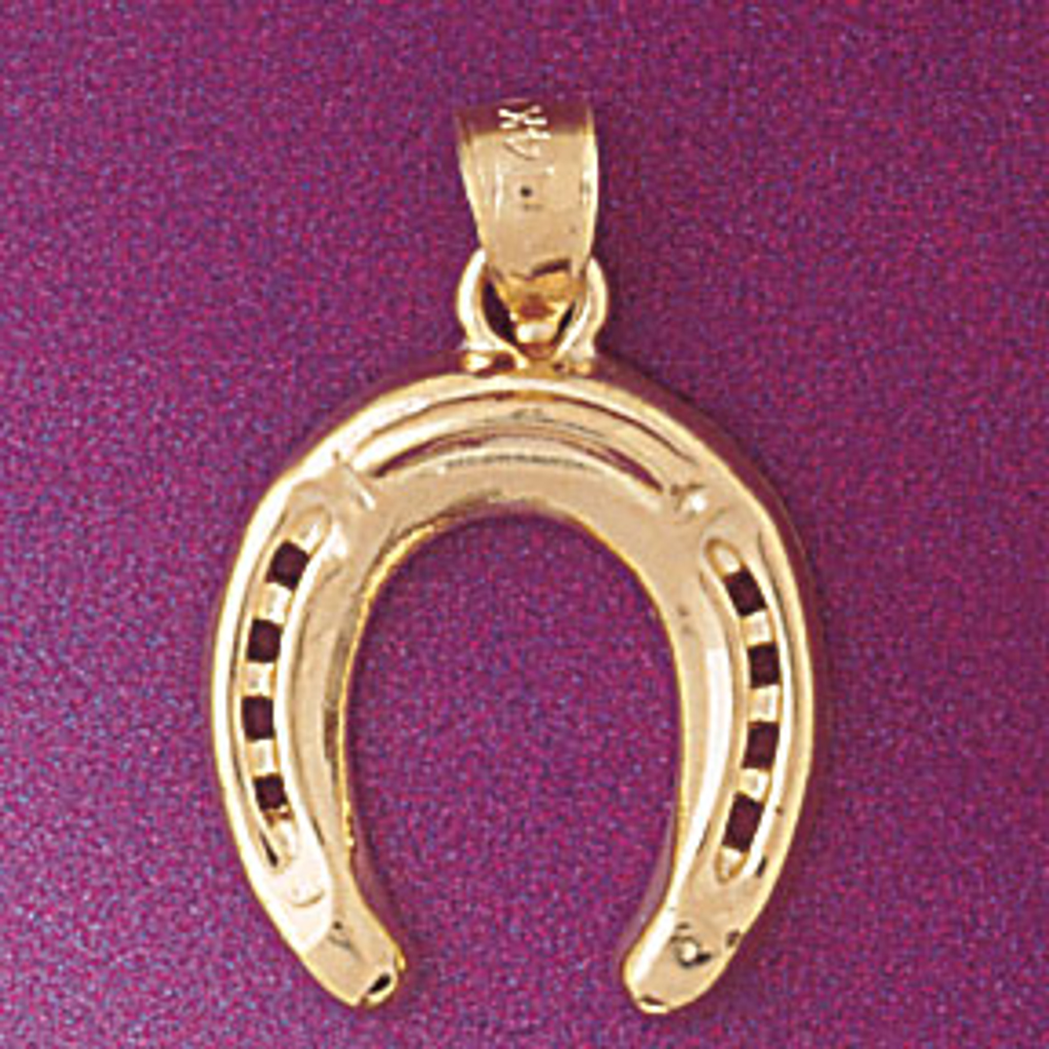 Lucky Horseshoe Horse Shoe .925 Solid Sterling Silver Charm Pendant MADE IN USA 