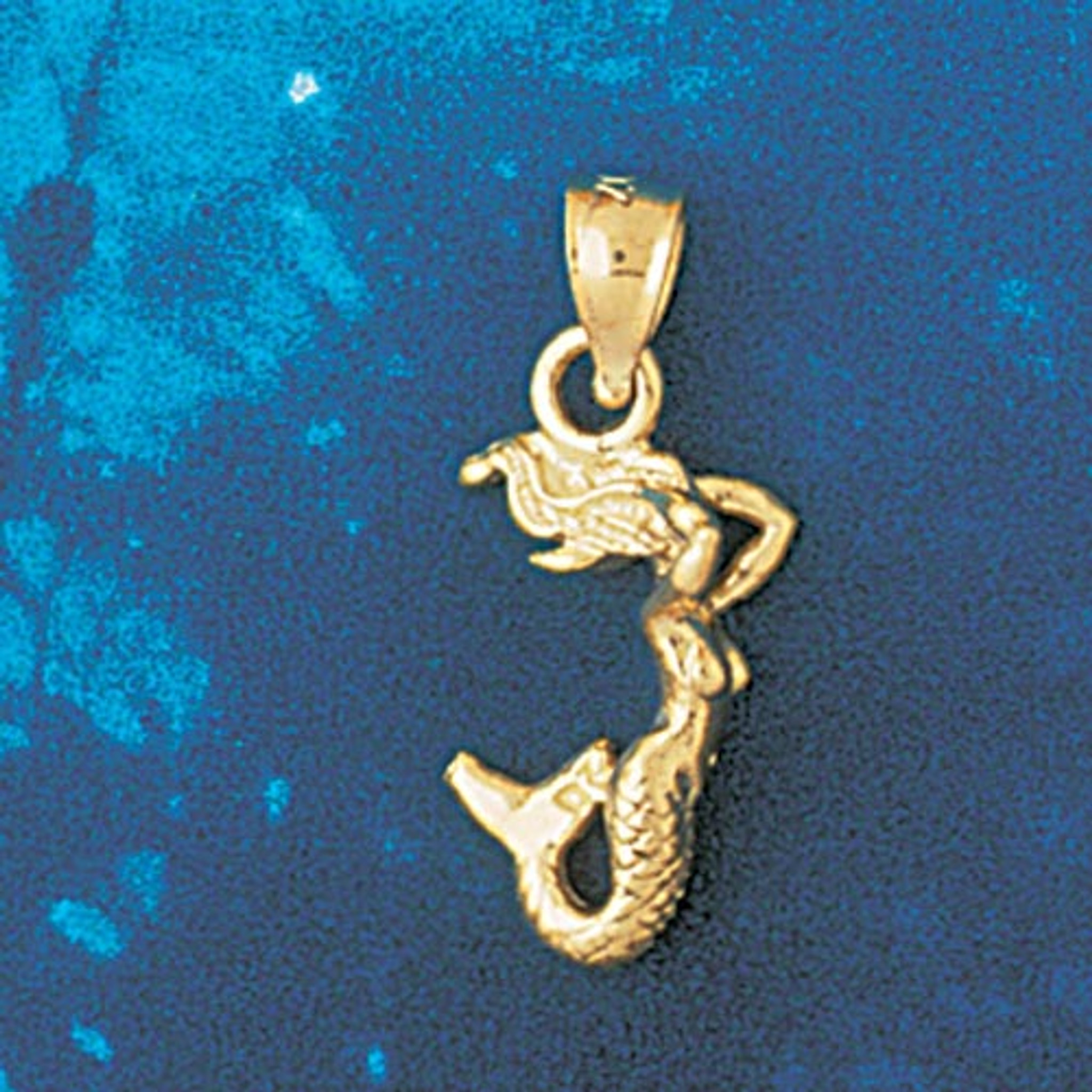 14K Mermaid Chain Slide Charm Pendant 