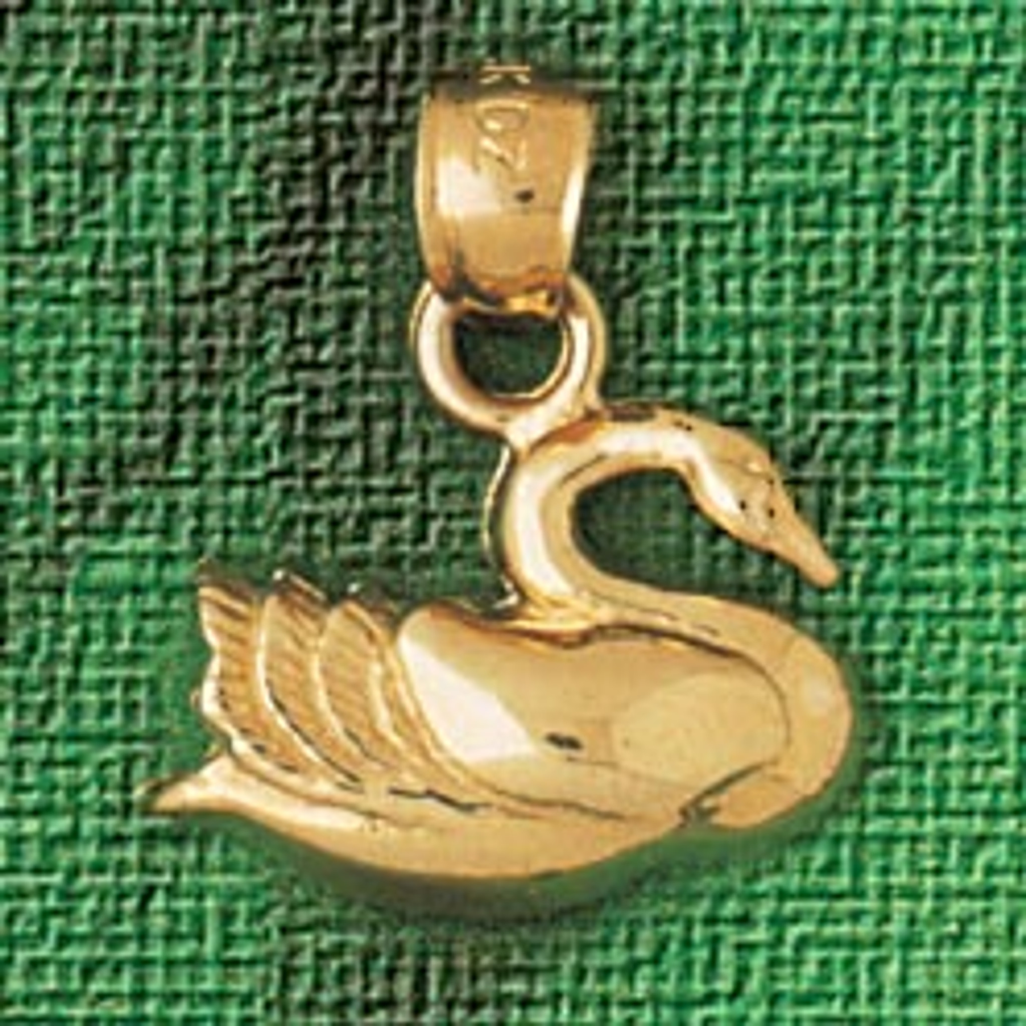 14k Yellow Gold Swan Pendant Charm