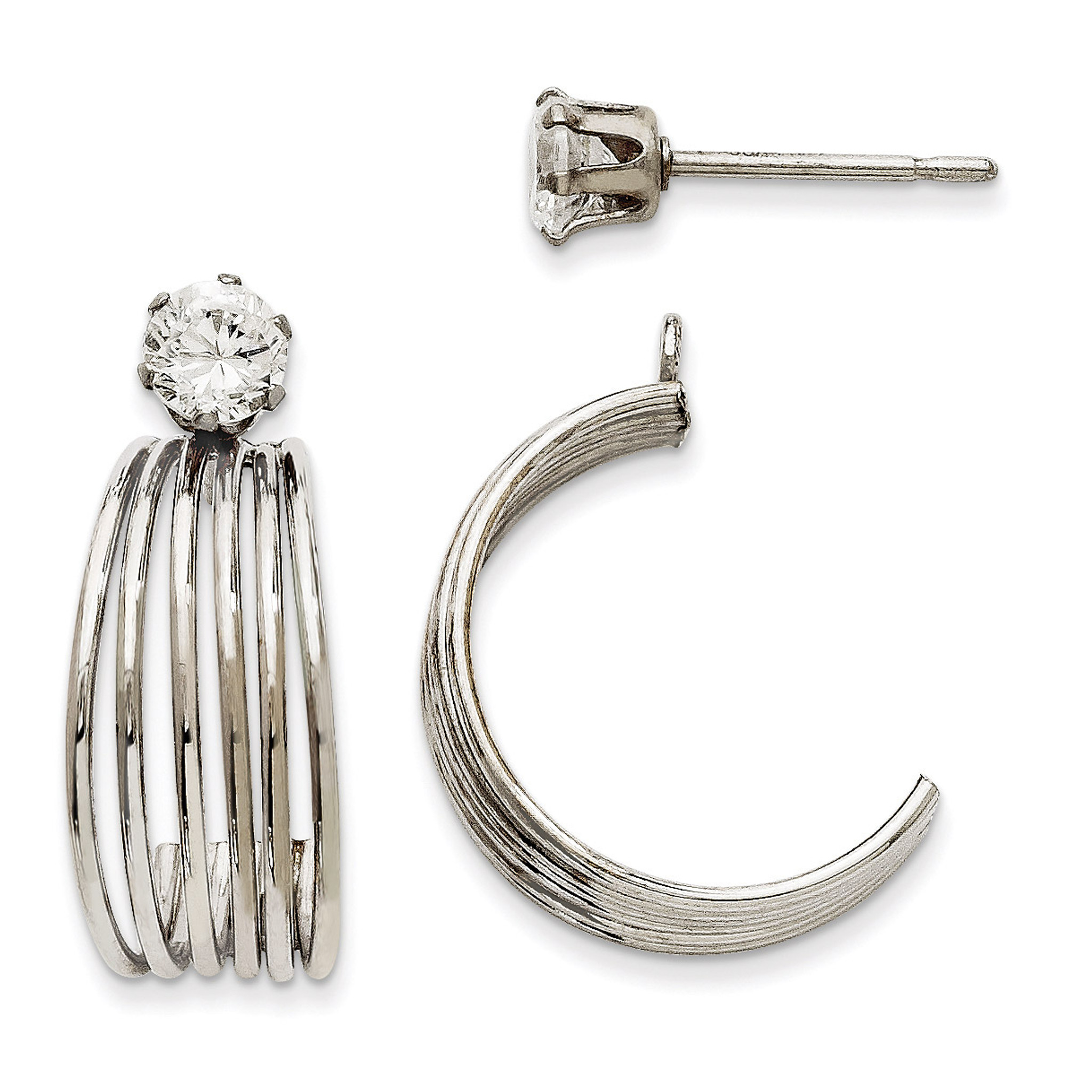 14K White Gold Polished w/CZ Stud Earring Jackets 14K White Gold Polished w/CZ Stud Earring Jackets