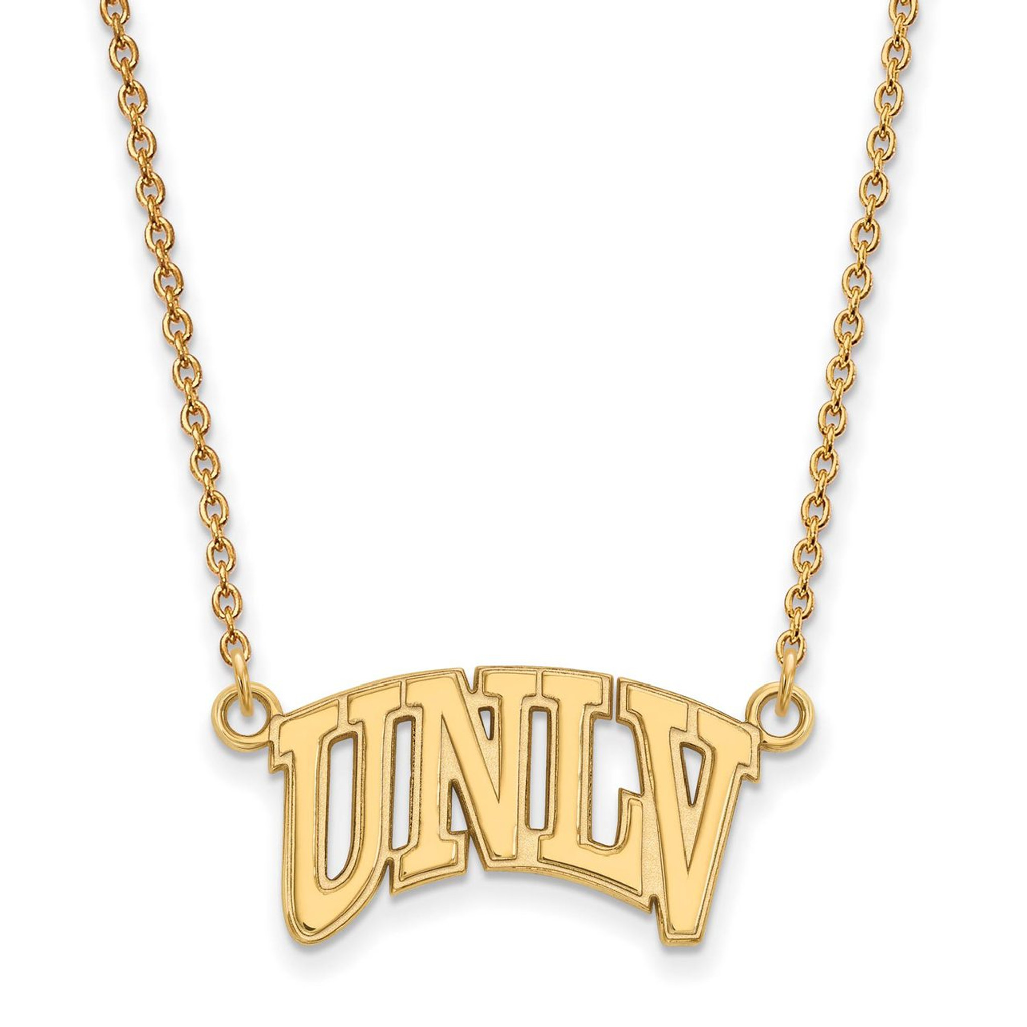 University Of Nevada Las Vegas Small Pendant With Chain Necklace Gold Plated Silver Gp008unl 18 Collegiate Homebello