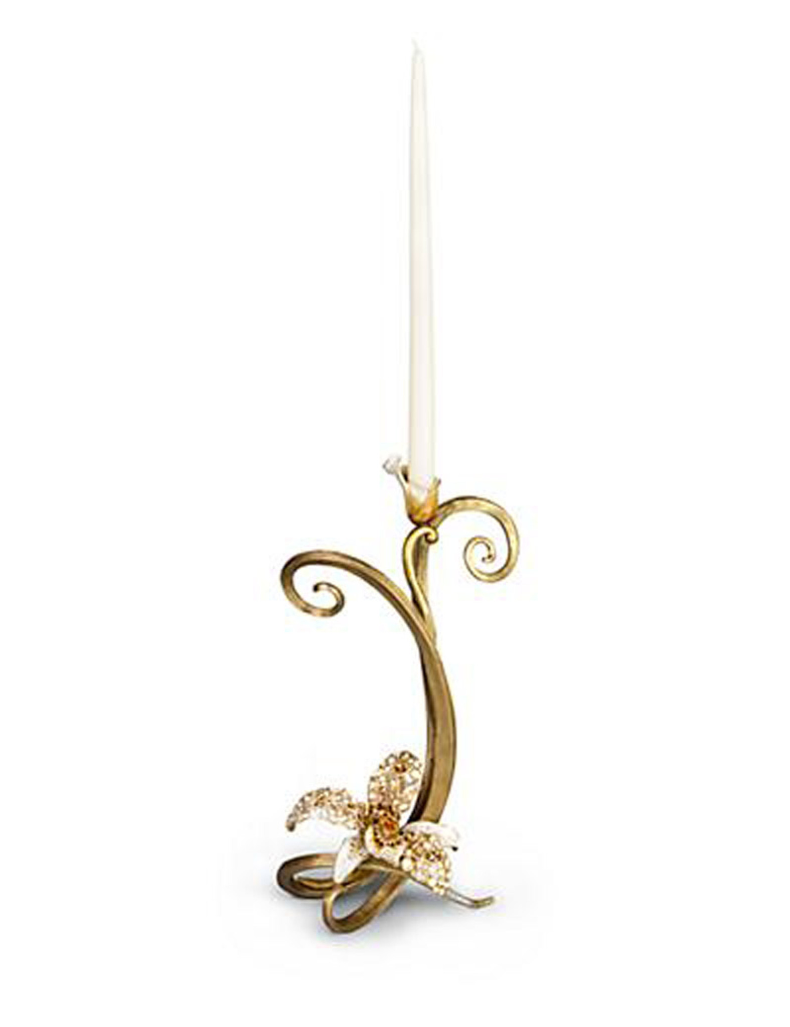 Jay Strongwater Mirabelle Golden Orchid Single Candlestick SDH2357-232 ...