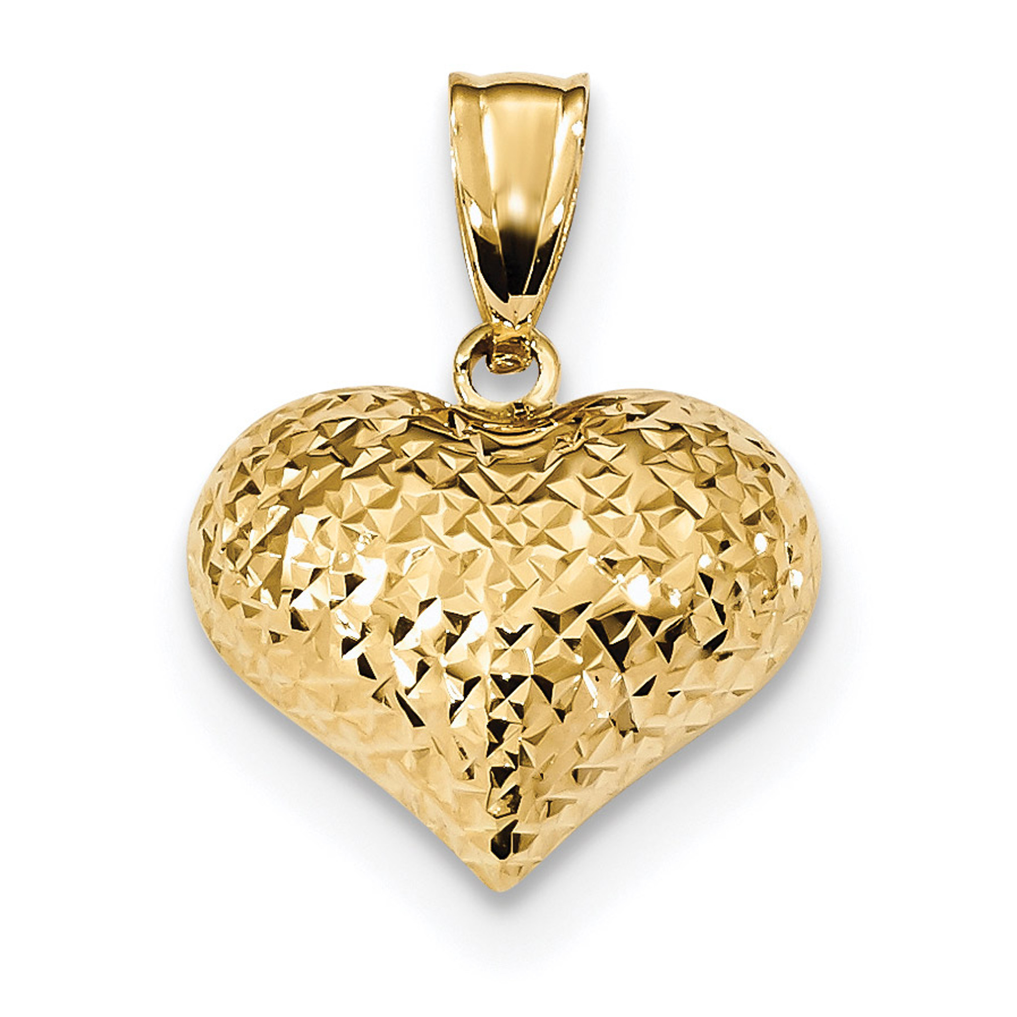 Diamond Cut Puffed Heart Pendant 14k Gold Polished K53 Homebello Diamond Cut Puffed Heart Pendant 14k Gold Polished K53 Homebello