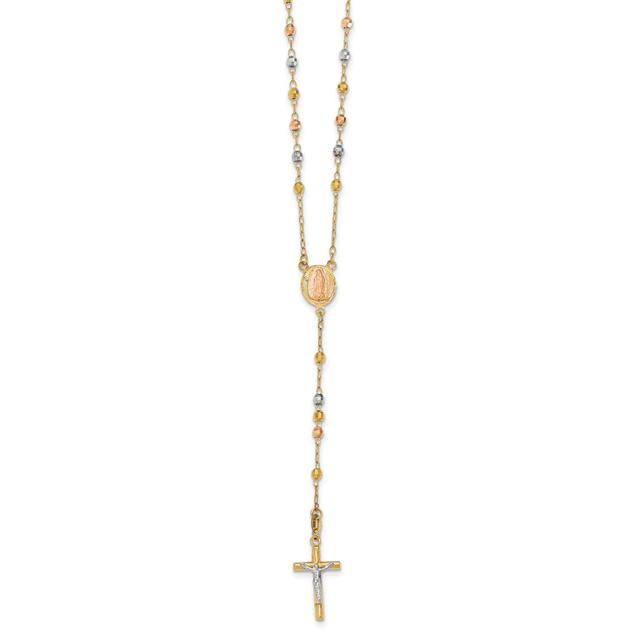 Tri color gold rosary necklace Clearance