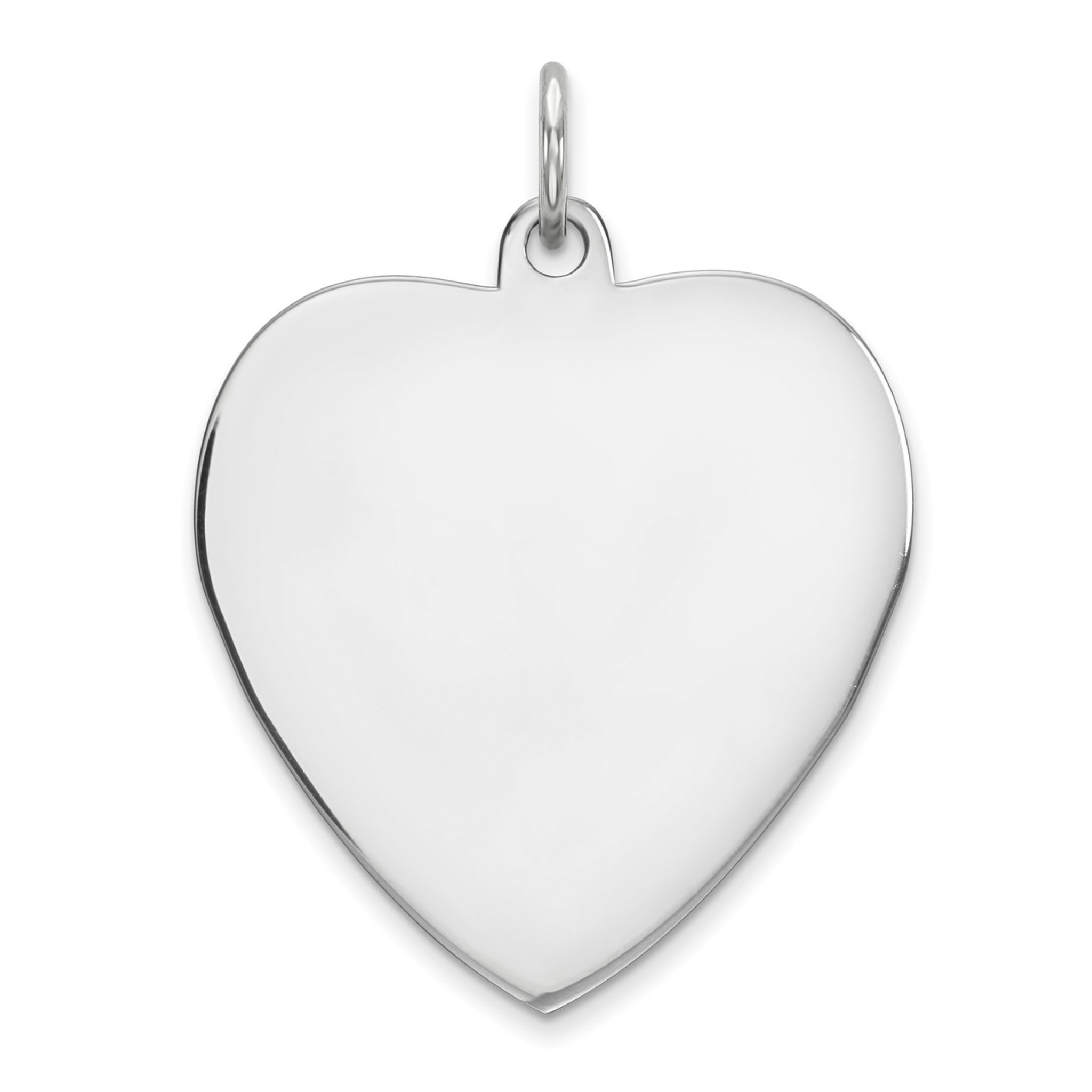 Back Disc Charm 925 Sterling Silver Rhodium Plated Engraveable Heart Polished Front 
