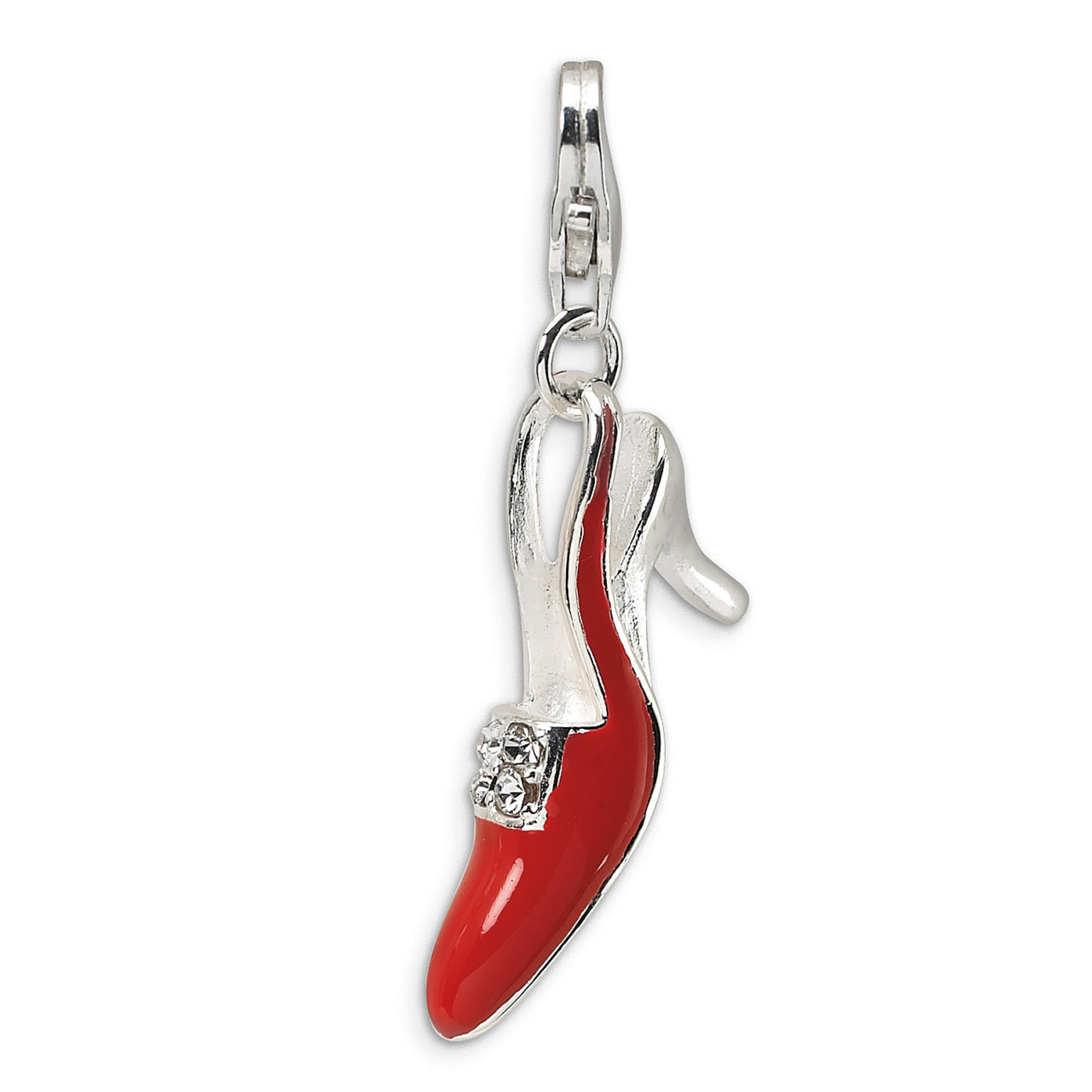 Amore La Vita Sterling Silver Enameled Red Platform High Heel with Lobster Clasp Charm 